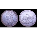 1837 Bust Half Dollar, Reeded Edge, "C/G" - America, XF/AU Details